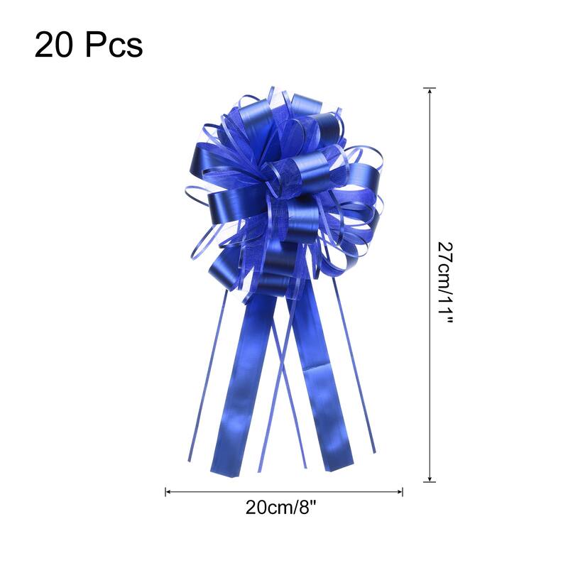 20pcs 11" Large Pull Bow Metallic Gift Wrapping Bows Ribbon - Navy Blue