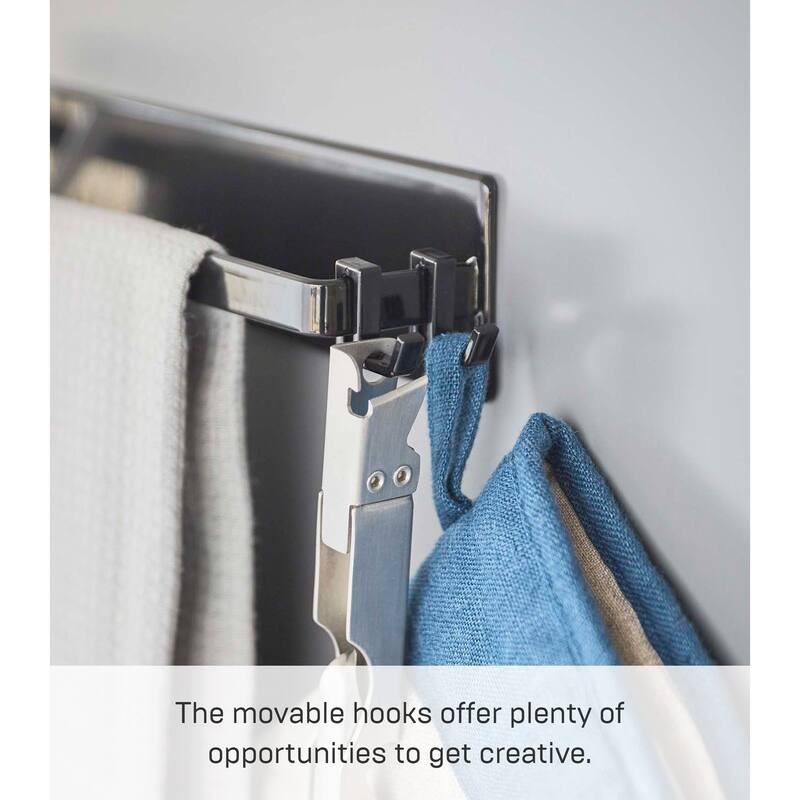 Yamazaki Home Magnetic Kitchen Towel Hanger, Steel, Holds 3 lbs - L 1.77 x W 11.02 x H 1.97 inches