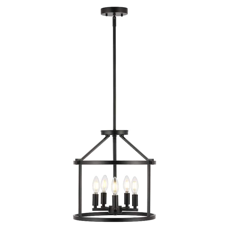 SAFAVIEH Lighting Sevcan 15" Modern & Contemporary Pendant (5-Bulb) - 15" W x 15" D x 55" H - Black - 15Wx15Dx55H