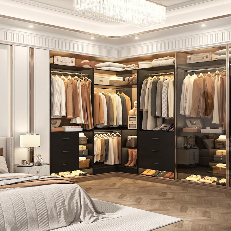 Cimly Set of 3 Freestanding Corner Closet System, Space-saving Closet Organizer for Walk-in/ Reach-in Closet