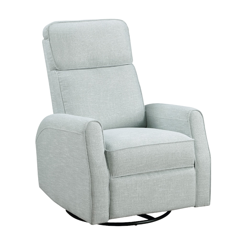 Leox Manual Recliner Chair, 30 Inch, Light Blue Boucle, 360 Swivel
