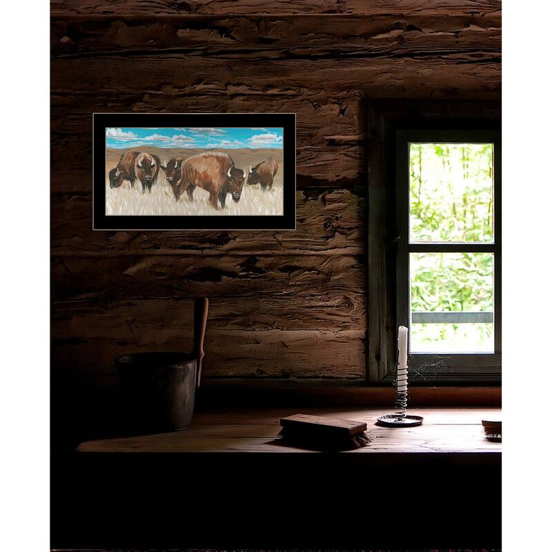 TrendyDecor4U "Bison Herd 1" Framed Print Wall Art