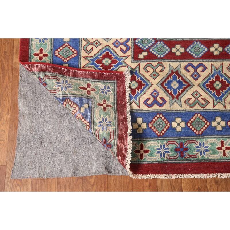 Large Red Geometric Kazak Oriental Area Rug Handmade Wool Carpet - 9'8" x 15'6"