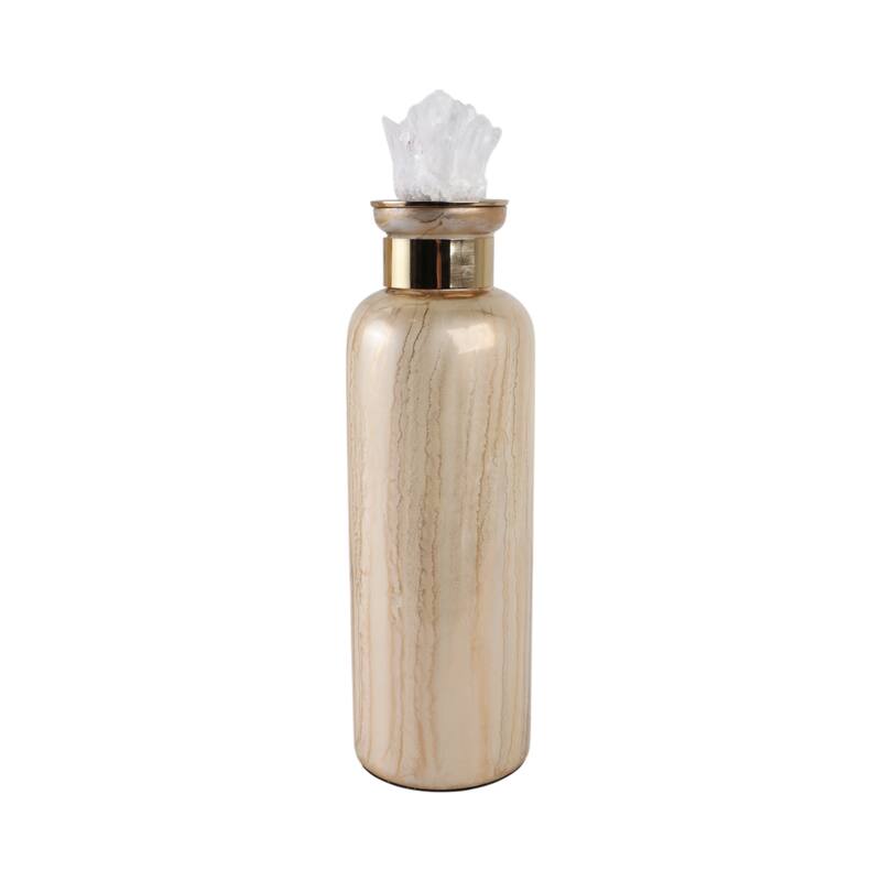 Glass Decorative Vase Glam Accent with Stone Details Modern Style