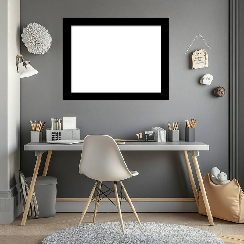 Amanti Art Basic Black Narrow Framed Dry Erase Magnetic Board