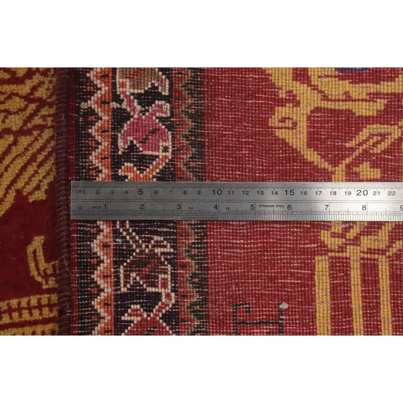 Hand Knotted Oriental 100% Wool Carpet Traditional Medallion Red Shiraz Area Rug - 5' 9'' X 4' 0''