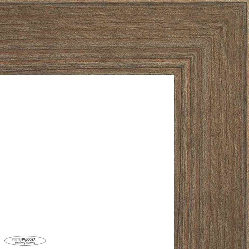 40x14 Distressed/Aged Walnut Complete Wood Panoramic Frame with UV Acrylic, Foam Board Backing, & Hardware