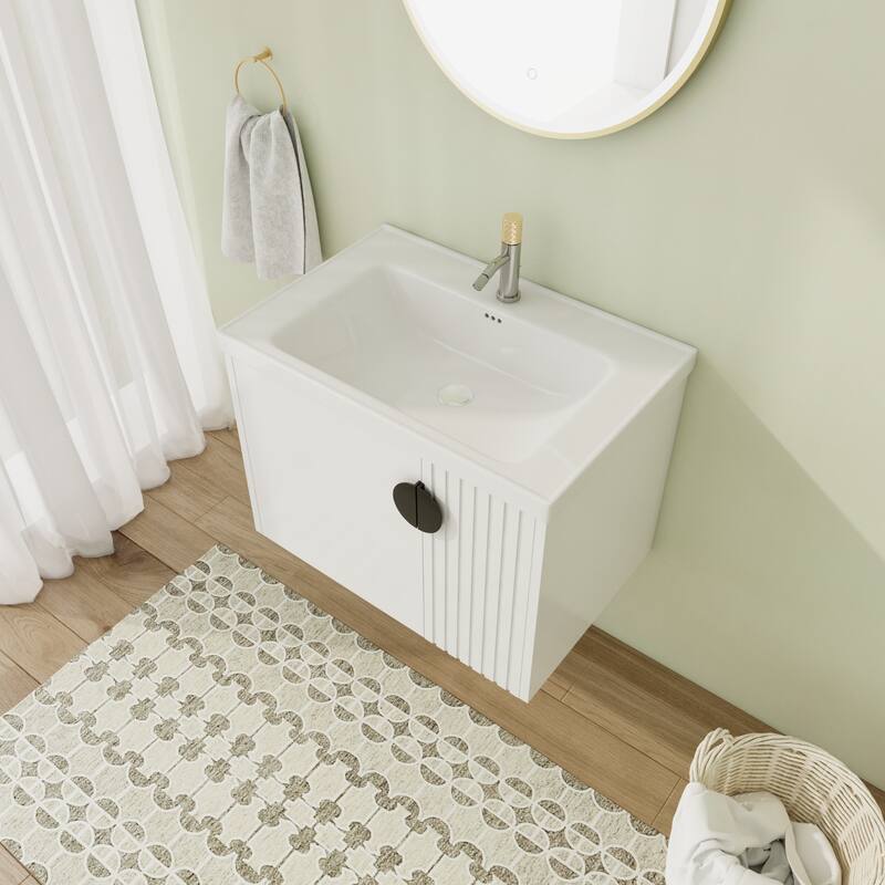 28" Floating Bathroom Vanity with Sink,Wall Mounted Bathroom Vanity with Soft Close Door