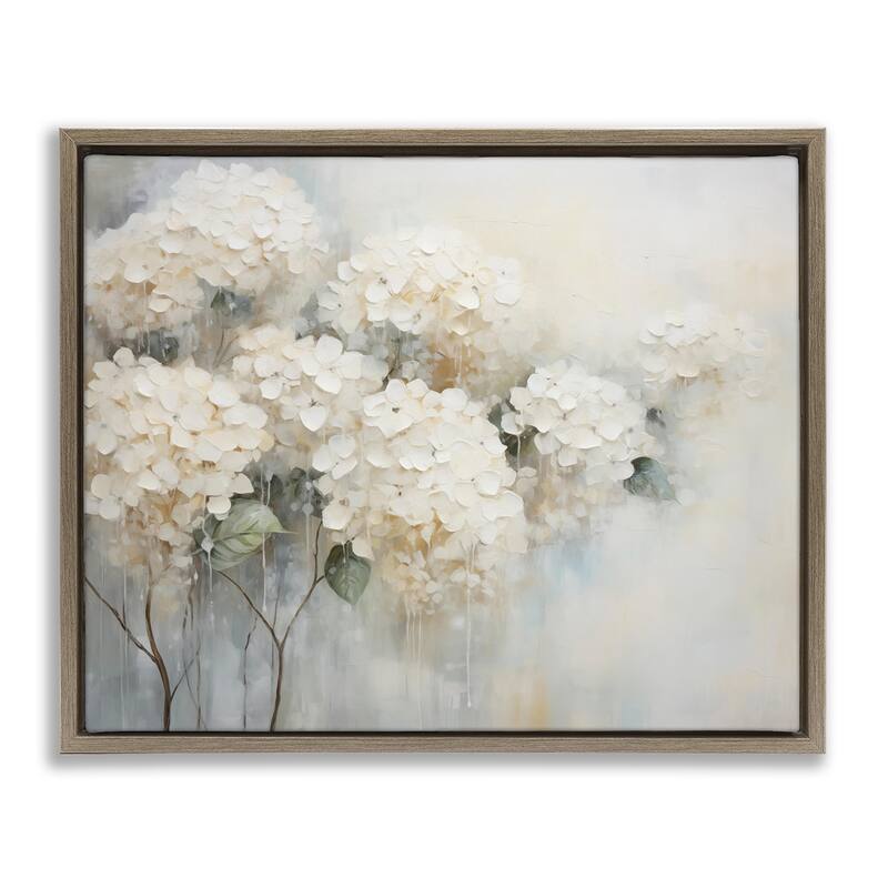 Stupell Subtle Fading White Hydrangeas Framed Floater Canvas Wall Art Design By Arlington Prints - 31 x 25 - Brown
