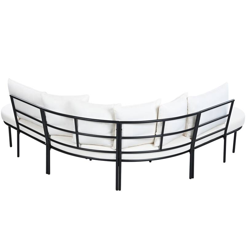Outdoor Furniture Sofa Set with Coffee Table, Iron Frame Outdoor Indoor Conversation Set for 6 People