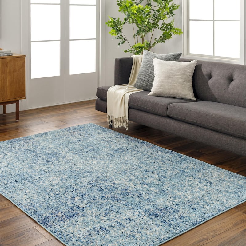 Livabliss Harput Updated Traditional Medallion Area Rug - Blue/Ivory - 8' 10" x 12' 6"