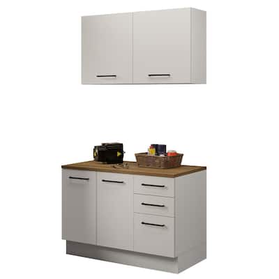 Madesa 2-Piece Garage and Utility Room Storage Cabinet Set with 47 Inch Base Cabinet and 47 Inch Wall Cabinet Modular - White
