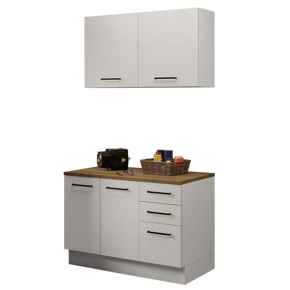 Madesa 2-Piece Garage and Utility Room Storage Cabinet Set with 47 Inch Base Cabinet and 47 Inch Wall Cabinet Modular - White