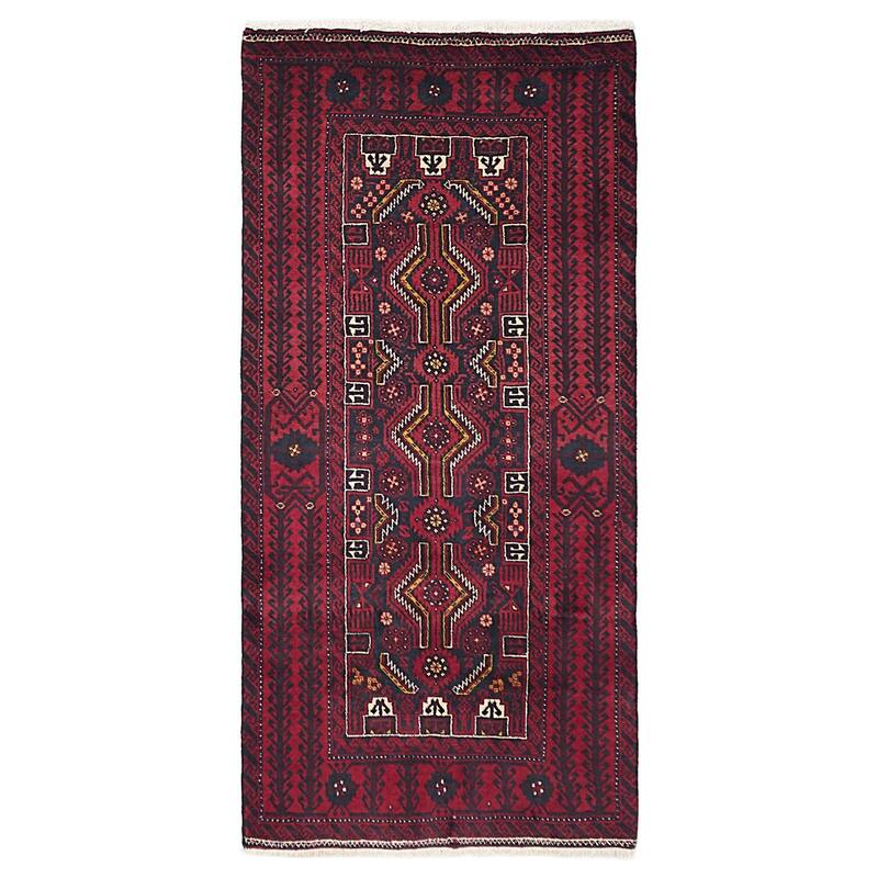 ECARPETGALLERY Hand-knotted Teimani Red Wool Rug - 2'11 x 6'1
