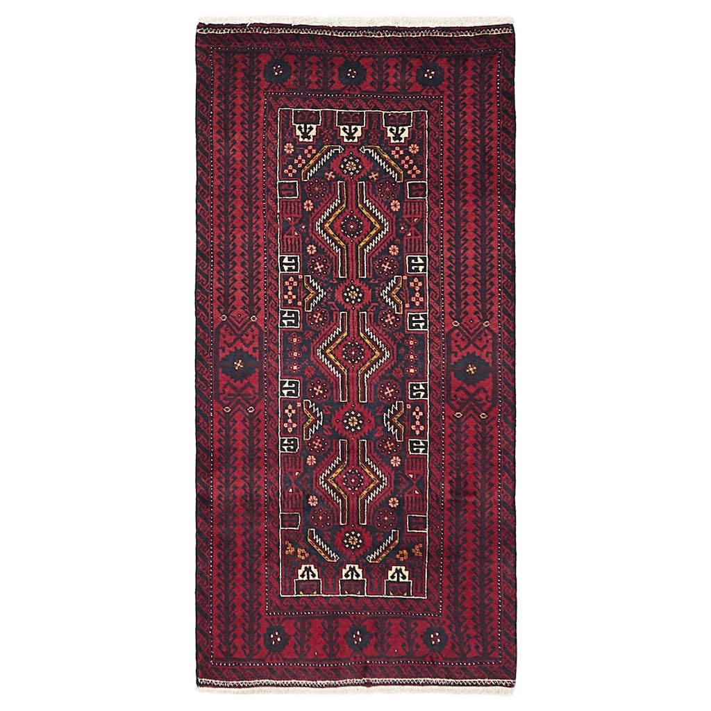 ECARPETGALLERY Hand-knotted Teimani Red Wool Rug - 2'11 x 6'1