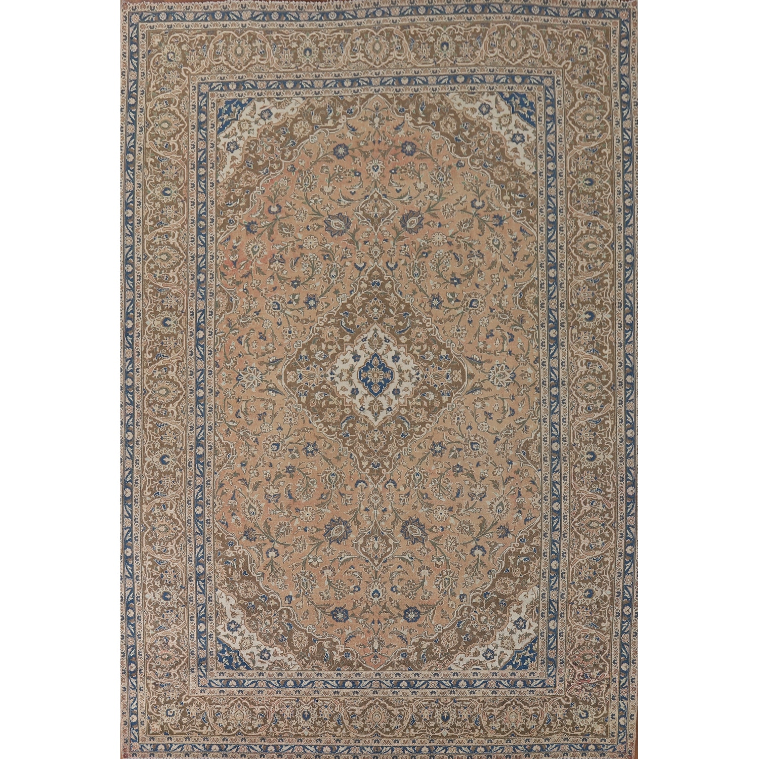 Traditional Kashan Vintage Persian Area Rug Handmade Wool Carpet - 9'9" x 12'9"