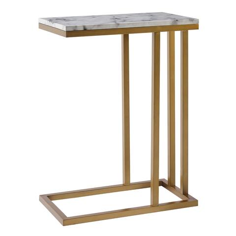 Teamson Home - Marmo C Shape Table - Faux Marble / Brass