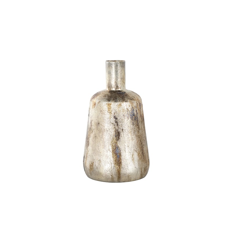 Metal Foiled Decorative Vase with Bronze and Blue Accents - Bronze - Roche River Decor