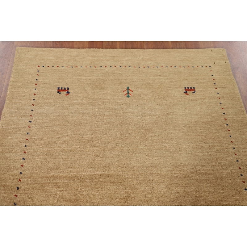 Tribal Gabbeh Area Rug Handmade Oriental Wool Carpet - 3'11"x 5'10"