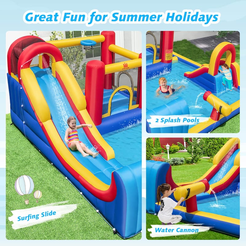 Gymax Inflatable Water Slide Giant Kids Water Park w/ Double Slides