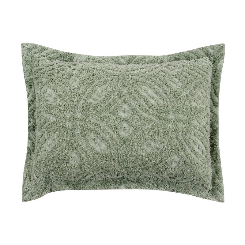 Better Trends Wedding Ring Loop Design Standard Sham 100% Cotton Tufted Machine Washable Tumble Dry