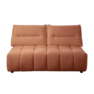 Linen Upholstered Modular Loveseat in Coral Red
