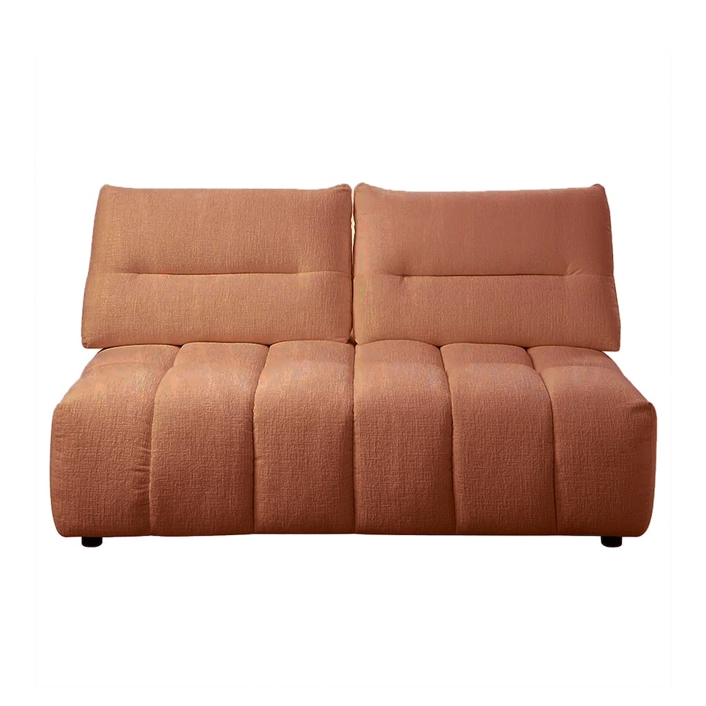Linen Upholstered Modular Loveseat in Coral Red