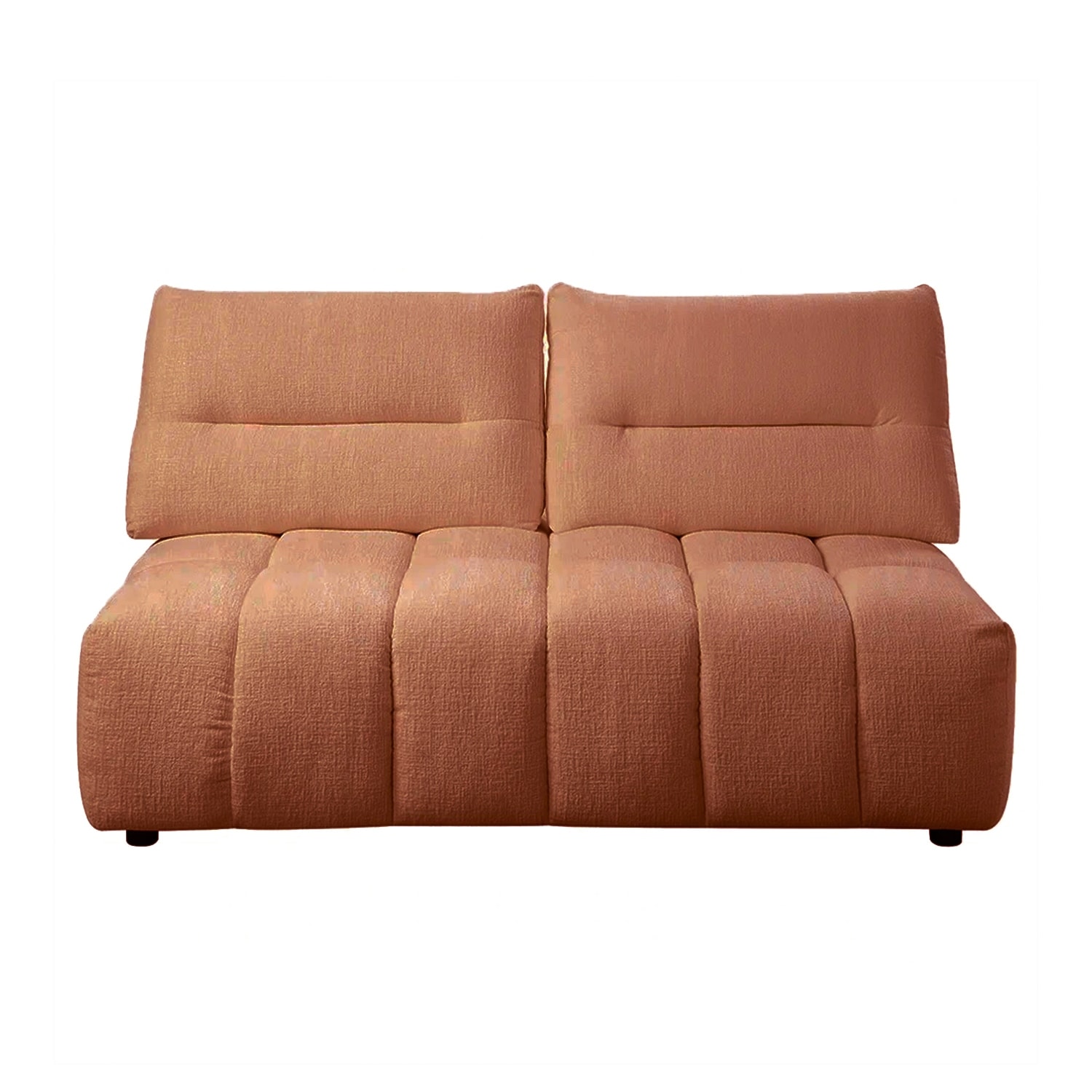 Linen Upholstered Modular Loveseat in Coral Red
