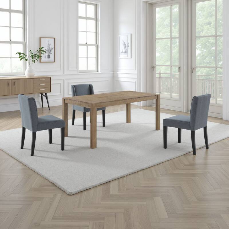 Scott Dining Table, Recessed Apron, Rectangular Brown Hardwood 71 Inch