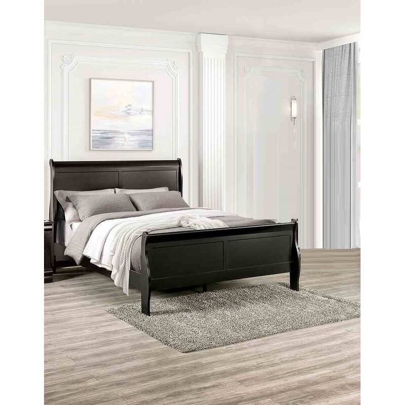 Black Finish 1PC Sleigh Design Modern Bed