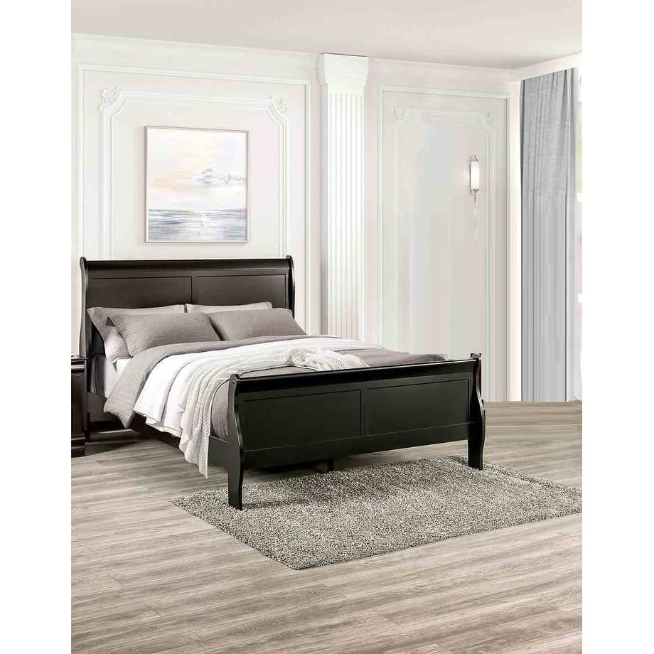 Black Finish 1PC Sleigh Design Modern Bed