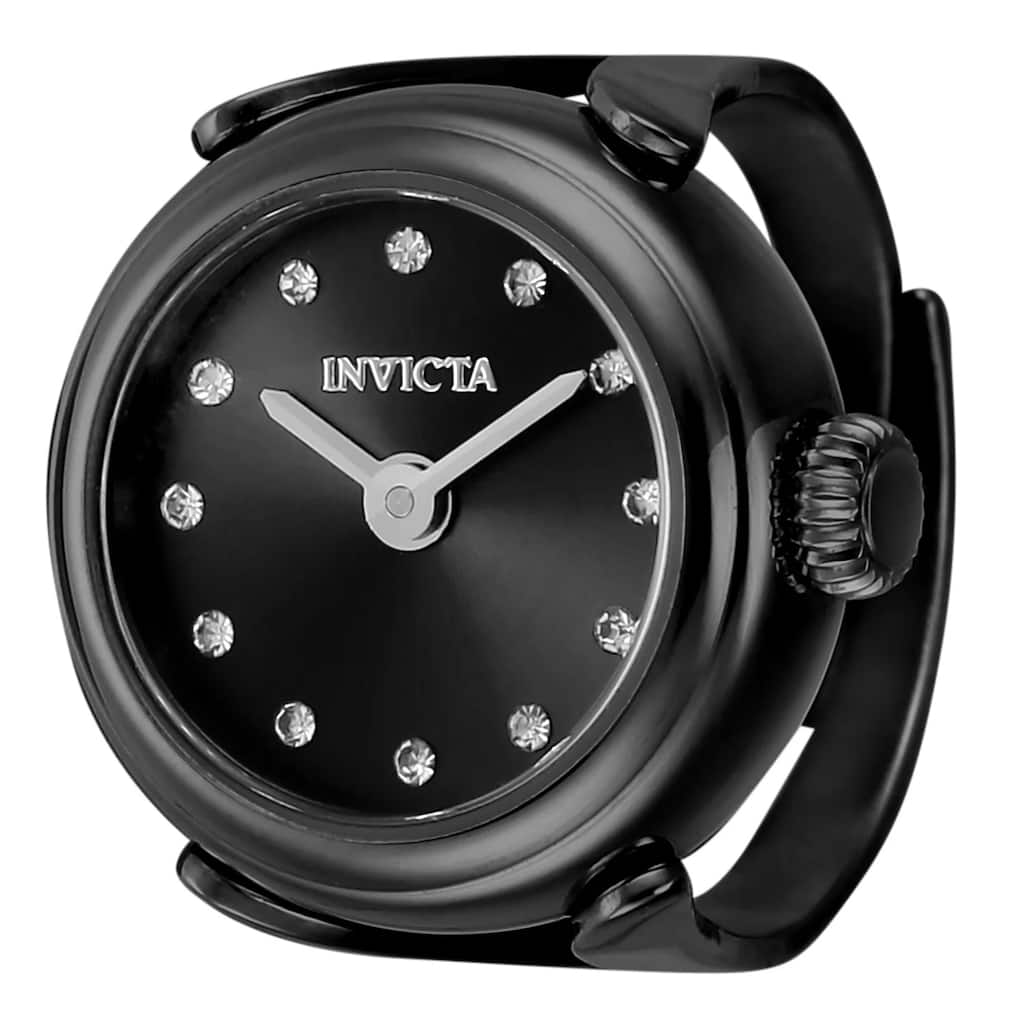 Invicta Women's 44484 Mini Quartz 2 Hand Black Dial Ring Watch