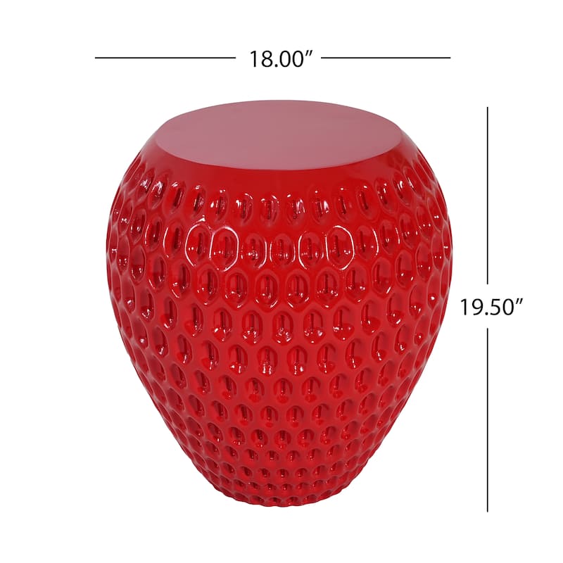 Christopher Knight Home - 18.00'' Contemporary Concrete Accent Side Table with Strawberry Hexagonal Seed-Texture Surface - Red