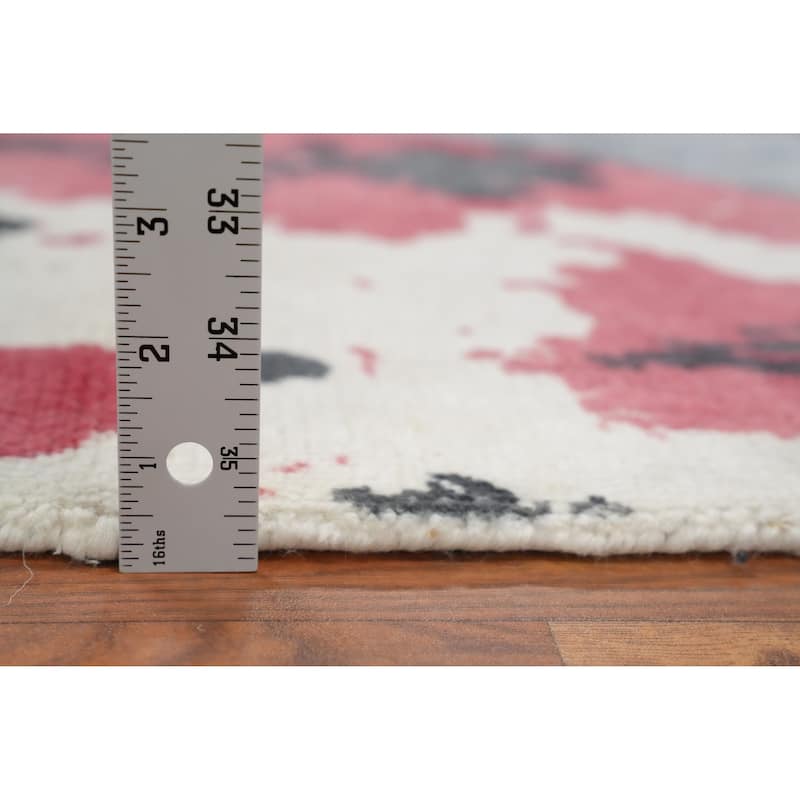Hand Knotted Oriental Viscose Silk Carpet Modern Pictorial Greys & Charcoal Abstract Area Rug - 4' 0'' X 2' 0''