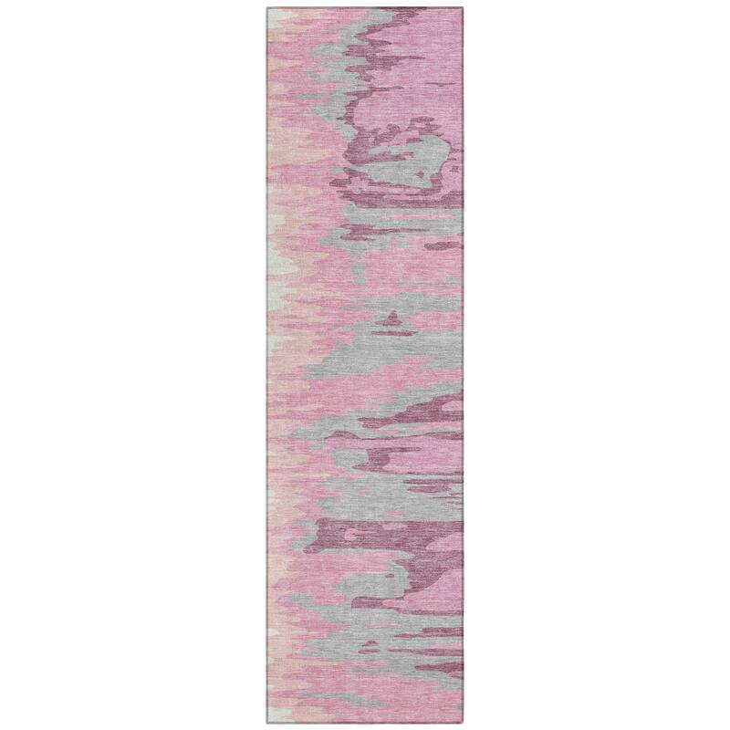 Machine Washable Indoor/ Outdoor Brushstrokes Ombre Chantille Rug