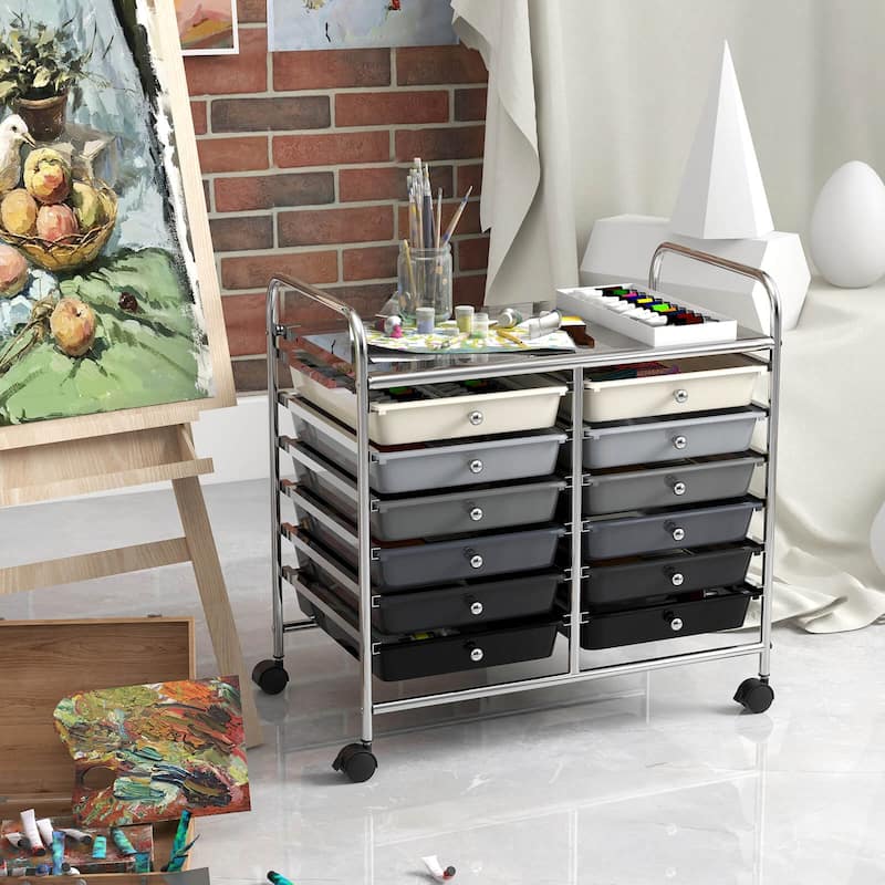 Costway 12 Drawers Rolling Cart Storage Scrapbook Paper Studio - See Details