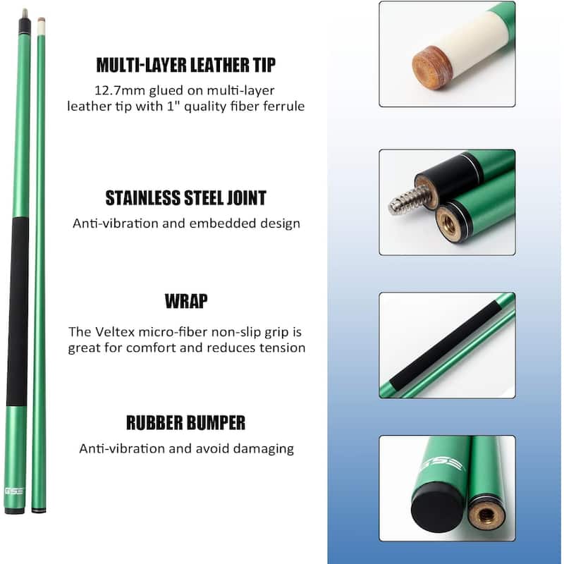 GSE™ 58" 2-Piece Fiberglass Graphite Composite Billiard Pool Cue Stick for Men/Women, Great for House or Commercial/Bar Use