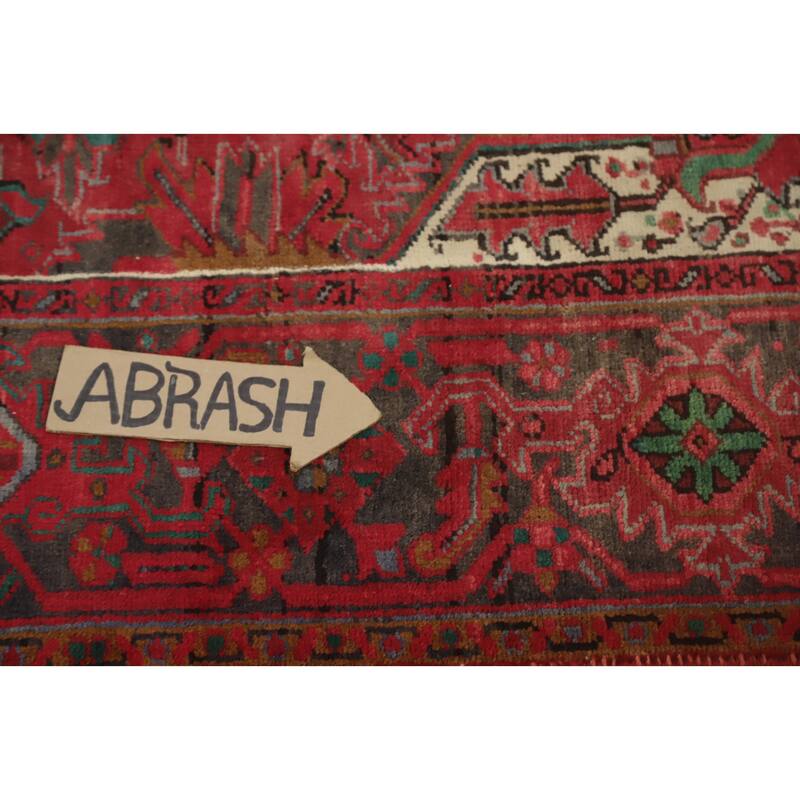 Hand Knotted Oriental 100% Wool Carpet Traditional Medallion Red Heriz Area Rug - 10' 9'' X 7' 10''