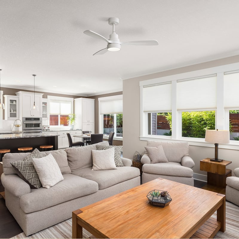 Sofucor 48 Inch Ceiling Fan with Light and Remote,Solid Wood Blades Low Profile,Smart Optional Work with Alexa/Google/App