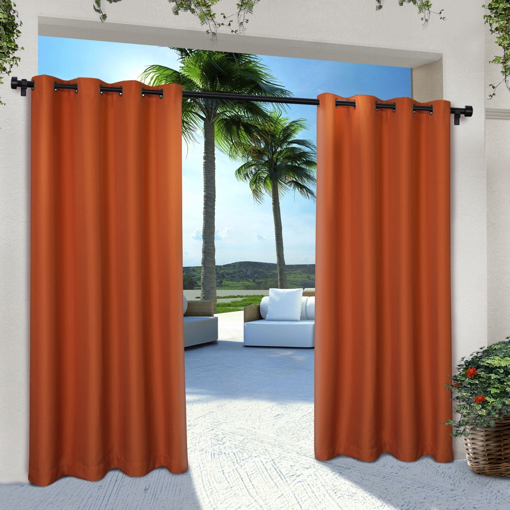 maxmill Waterproof Indoor/Outdoor Curtains for Patio Sun Blocking Living Room Anti-Rust Grommet Blackout Drapes for Porch Cabana White Pergola Thermal Insulated 1 Panel W 52 x L 108 Inch 