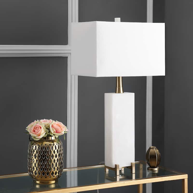 SAFAVIEH Lighting 30-inch Sloane Alabaster LED Table Lamp - 15"x8"x30"