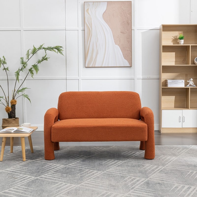 SEYNAR Mid-Century Modern Boucle 51'' Solid Wood Curved Sofa