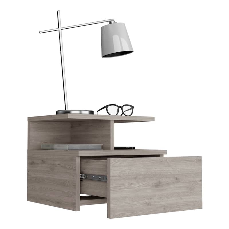Floating Nightstand Flopini, One Drawer, Dark Walnut Finish,High quality and durable