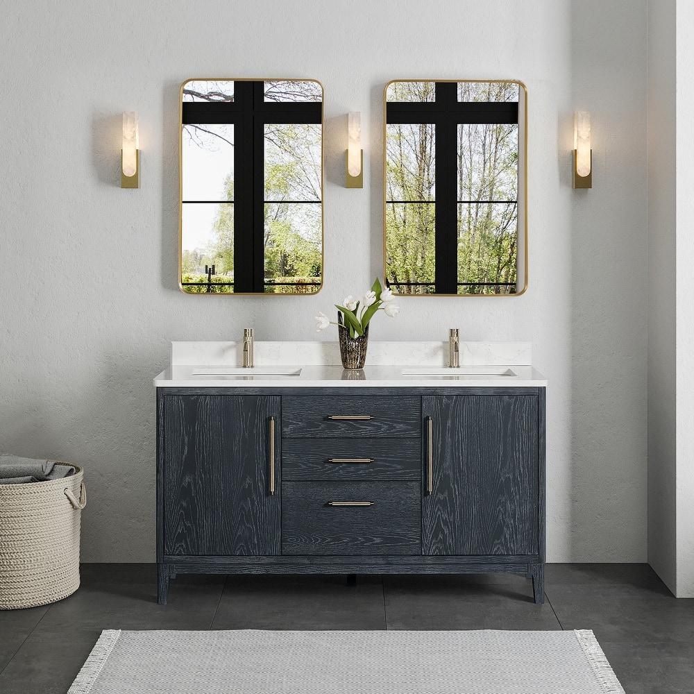 Gara Double Bath Vanity with Composite Stone Top without Mirror