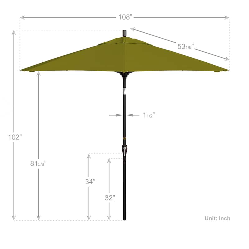 California Umbrella 9' Round Crank Lift Push Button Tilt Bronze Aluminum Patio Umbrella Olefin
