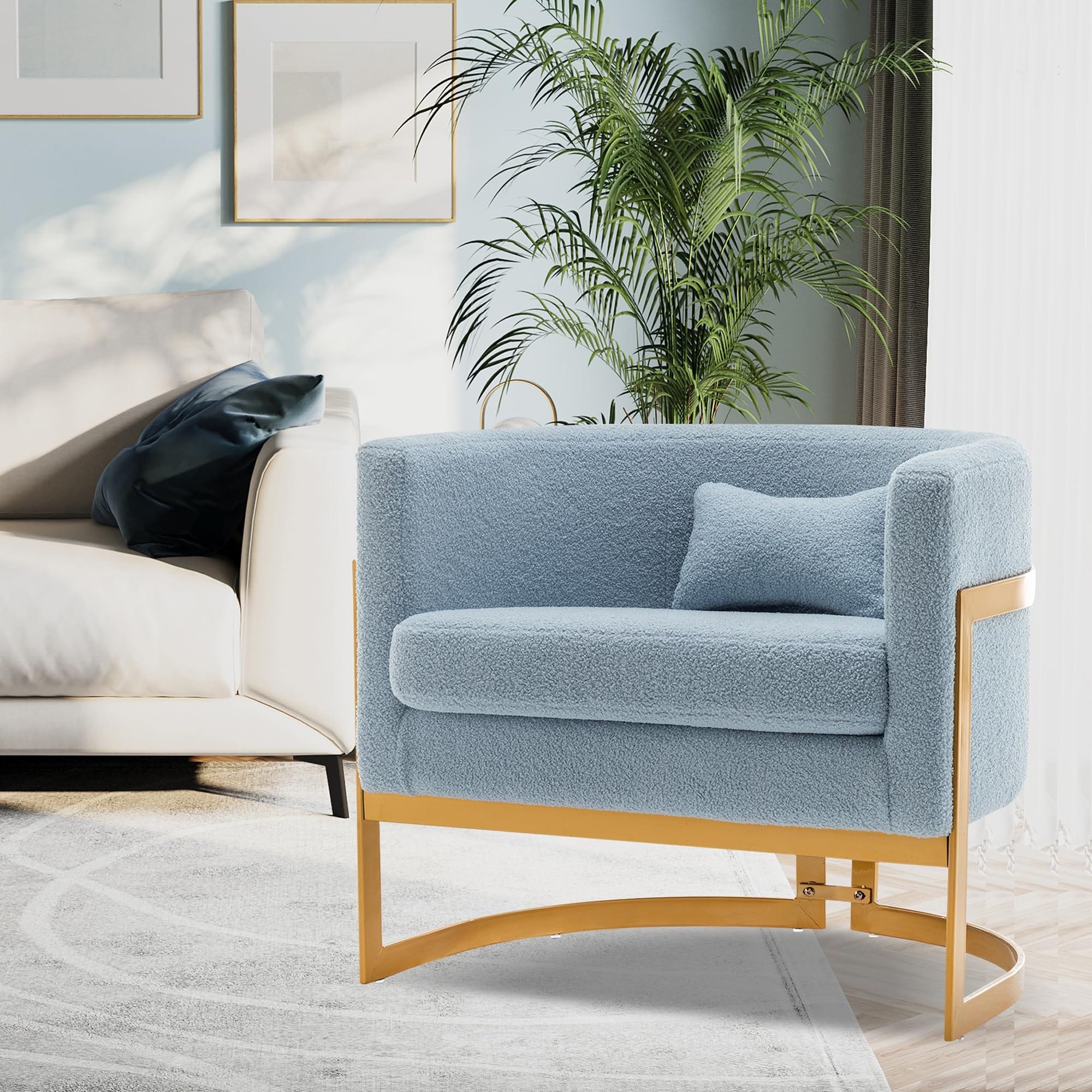 Accent Chair, Velvet Barrel Chair Modern Arm Chair for Living Room