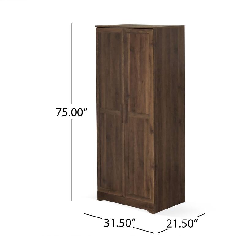 2-Door Wardrobe with Hanging Rods and Shelves - Spacious Bedroom Armoire Clothes Storage Cabinet, Folding Area and Hanging Area