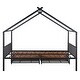 preview thumbnail 34 of 50, Twin/Full Size Metal House Bed with Two Drawers on Wheels, Kids Platform Bed with Roof Frame