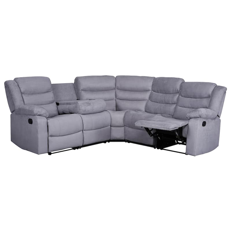 93" Width Polyester/Suede 5-Piece Manual Reclining Sectional Sofa