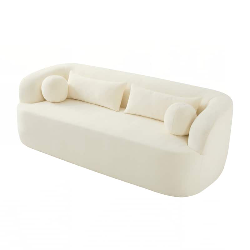 Upholstered Sofa with Pillows, No Assembly Curved Cloud Couch with High-Density Foam - Beige